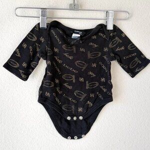Bebe Baby Girl Onesie Bodysuit Black and Gold Size 0-3 Months